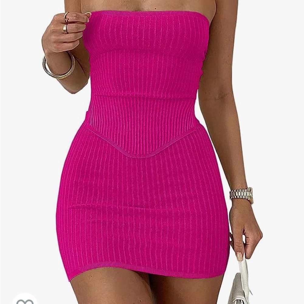Mirteron Womens Knit Summer Strapless Crop Tops And Pencil Bodycon Mini Skirts 2